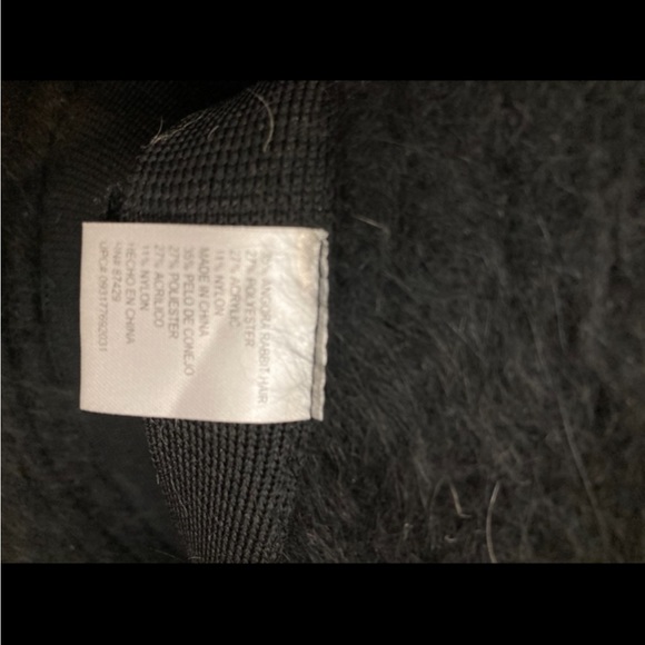 Vintage 90s Black Bucket Hat Angora Rabbit Hair Fur Cap - Picture 2 of 2